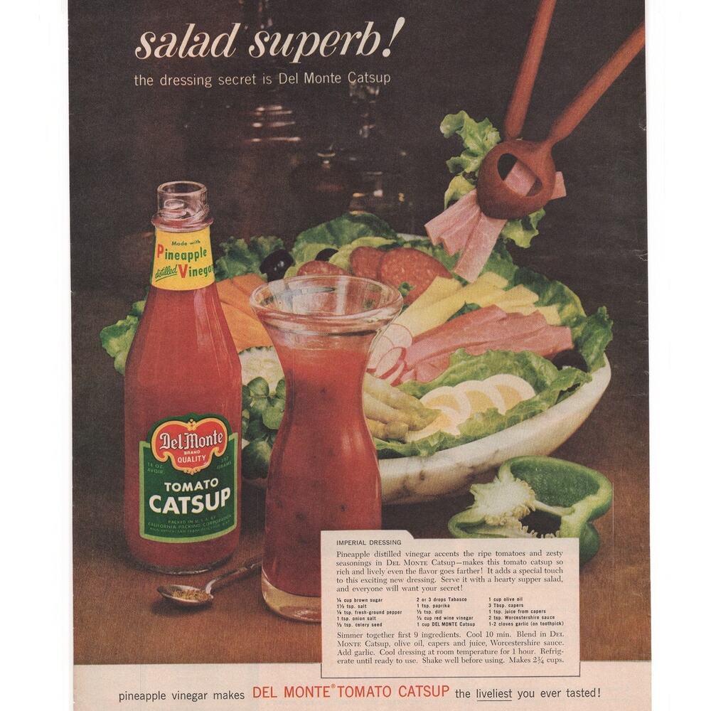 Del Monte Tomato Catsup / Canadian Club Magazine Advertisement 1960s Vintage